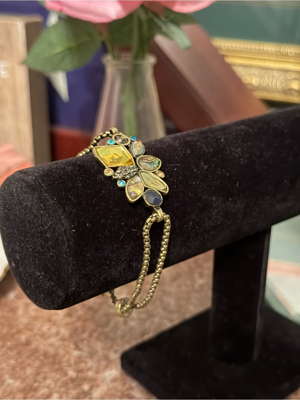 Gold-Tone Multistone Bracelet with Yellow & Abalone Accents - Picture 2 of 4